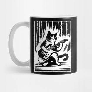 Electric Guitar Cat Rock Music Japan Style Funny Cat Mug